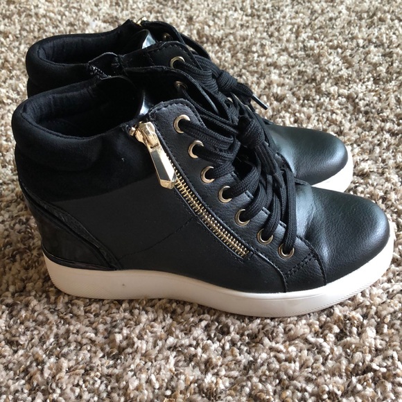 aldo black wedge sneakers